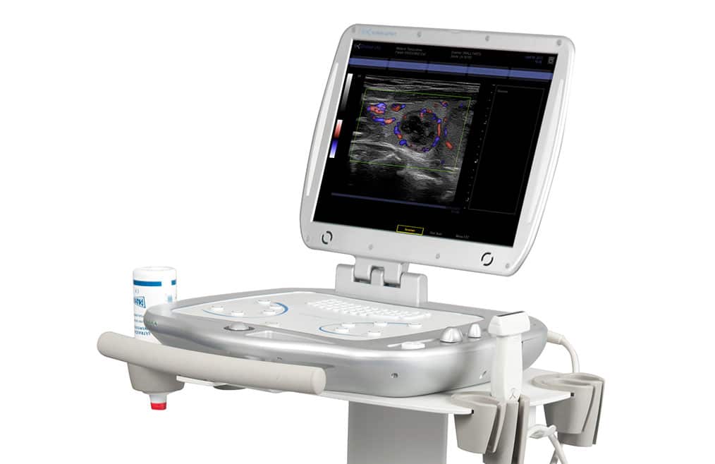 Echographe portable avec gel d'echographie et sonde a ultrasons